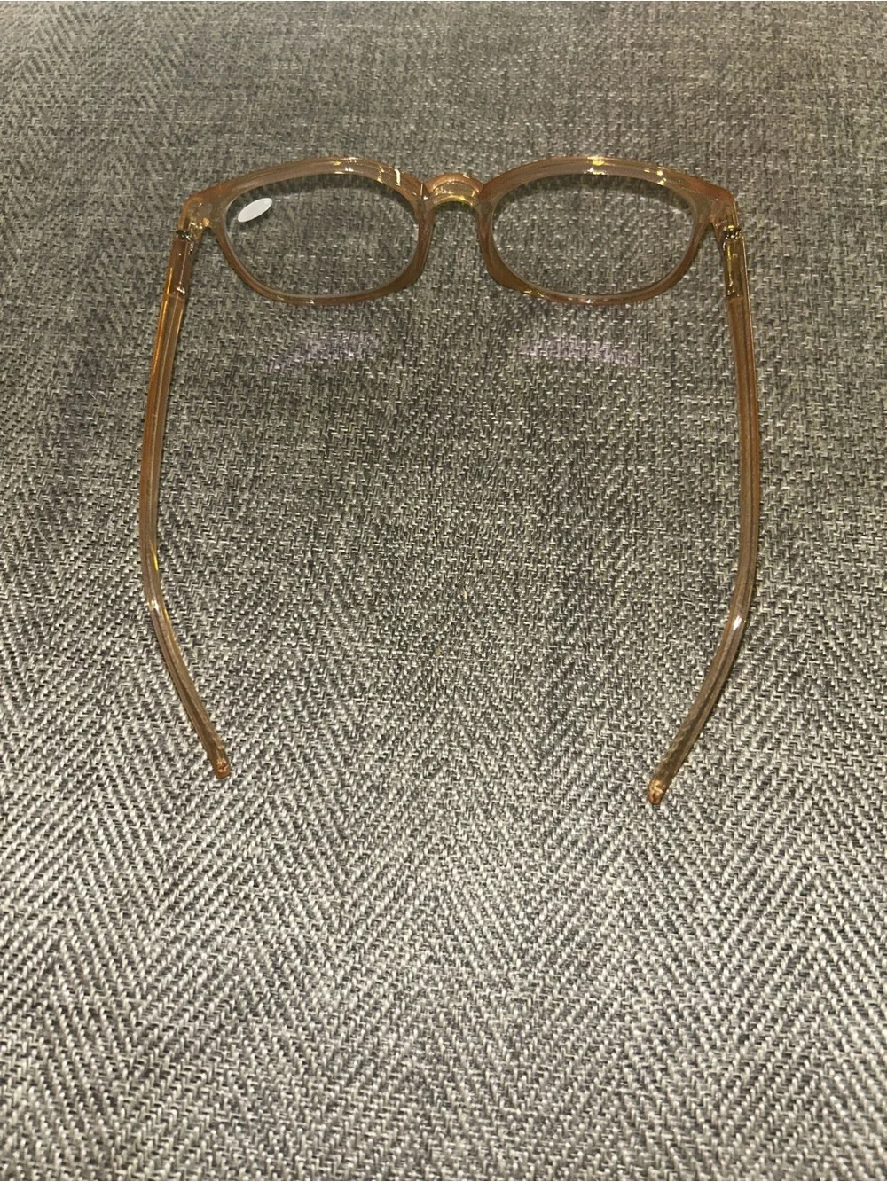 Transparent Amber Round Reading Glasses - in +2.00